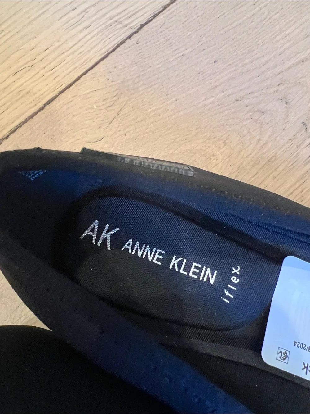 Anne Klein Black Pointed Toe Slip-On Flats with Crossover Vamp